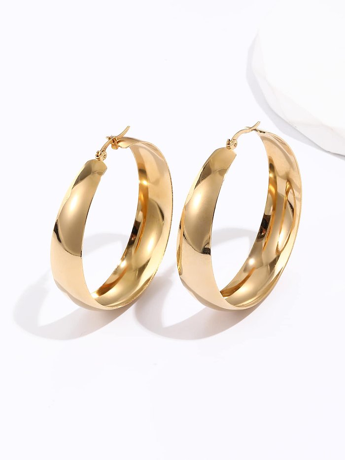 Boucles d'oreilles circulaires 18 carats galvanisées en acier inoxydable créatif à la mode