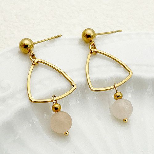 1 Pair Elegant Vintage Style Sweet Triangle Plating Stainless Steel  Gold Plated Drop Earrings