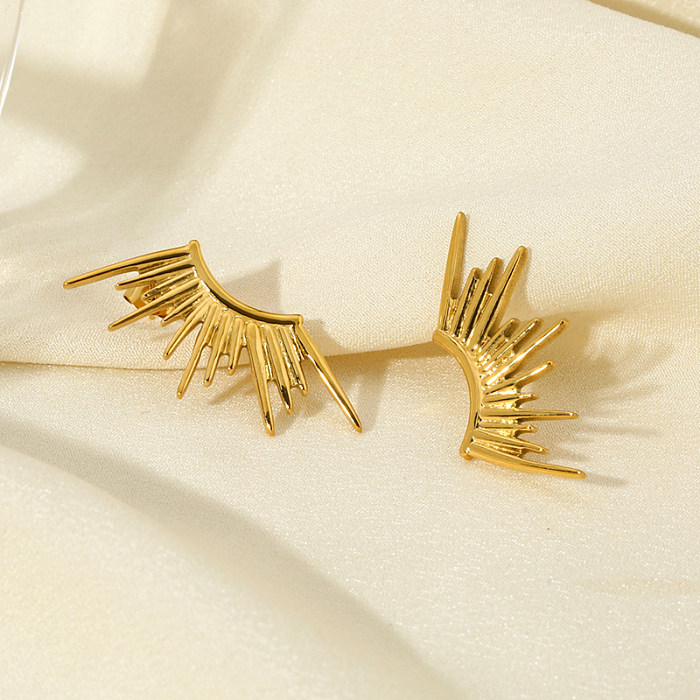 1 Paar Ohrstecker im Retro-Stil mit böhmischen Flügeln aus 18 Karat vergoldetem Edelstahl