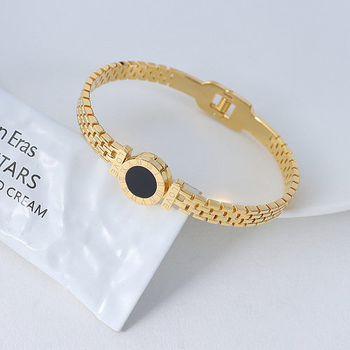 Estilo retro moda luz luxo amor romano concha pulseira titânio aço banhado 18k pulseira de ouro