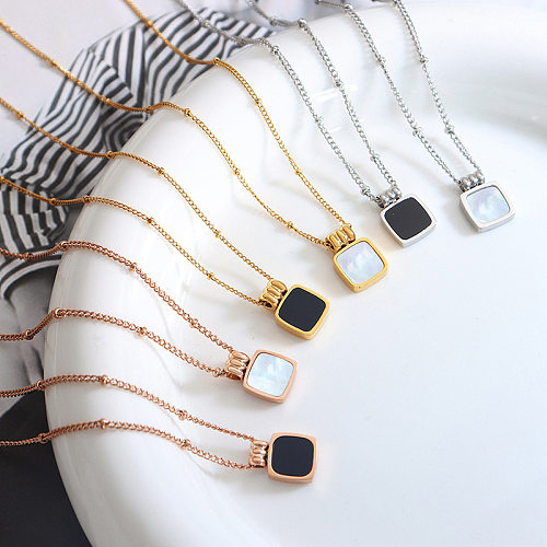 1 Piece Elegant Geometric Stainless Steel Inlay Acrylic Shell Pendant Necklace