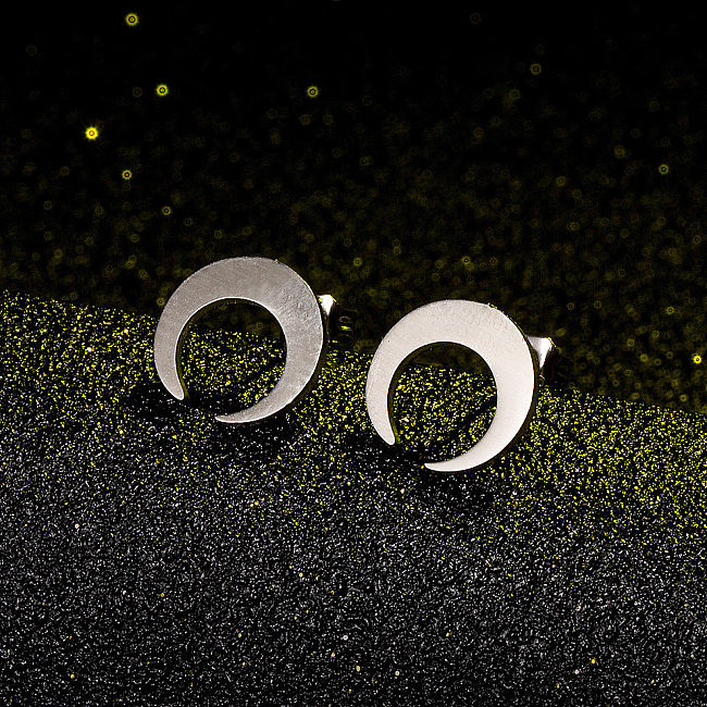 Simple Half-moon Stainless Steel  Earrings