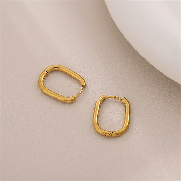 1 Paar schlichte Ohrringe aus U-förmigem Edelstahl mit 18-Karat-Vergoldung
