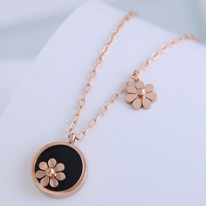 Fashion Stainless Steel Round Daisy Necklace