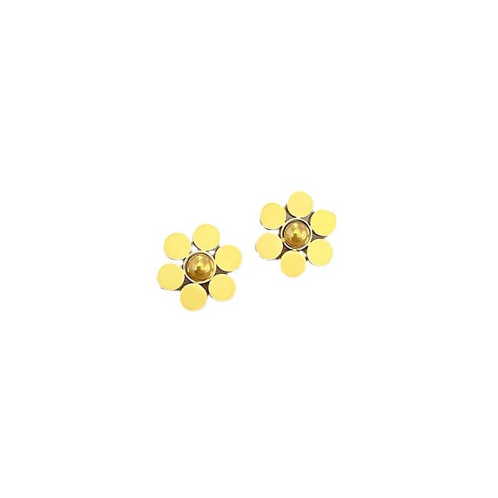 1 paire de clous d'oreilles en acier inoxydable à fleurs douces