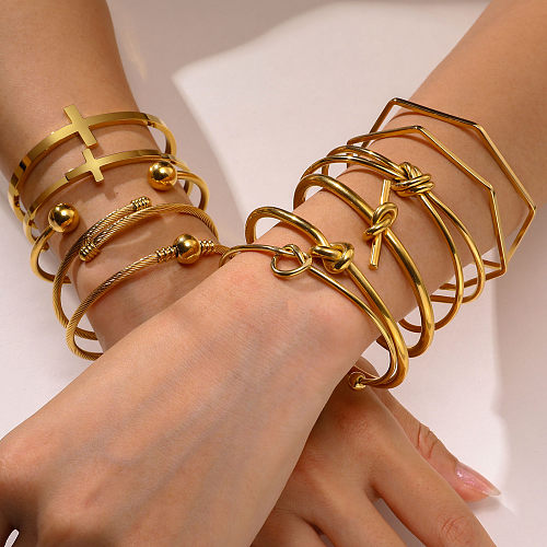 Brazalete chapado en oro geométrico casual de acero inoxidable 18K de Streetwear a granel