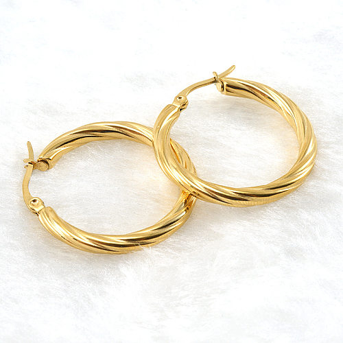 Fashion Round Stainless Steel Plating Hoop Earrings 1 Pair