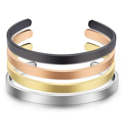 Wholesale Simple Style Solid Color Titanium Steel Plating Gold Plated Bangle