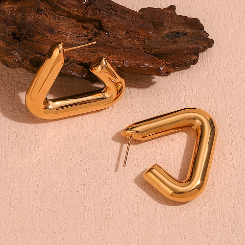 1 Paar Basic-Ohrringe im schlichten, klassischen Stil mit dreieckiger Beschichtung aus Edelstahl mit 18-Karat-Vergoldung