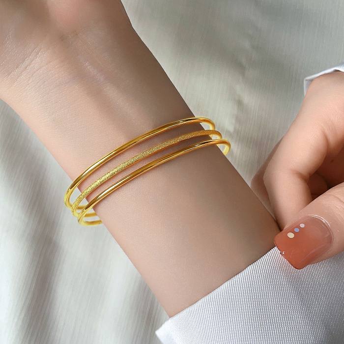 Simple Style Solid Color Titanium Steel Plating Bangle