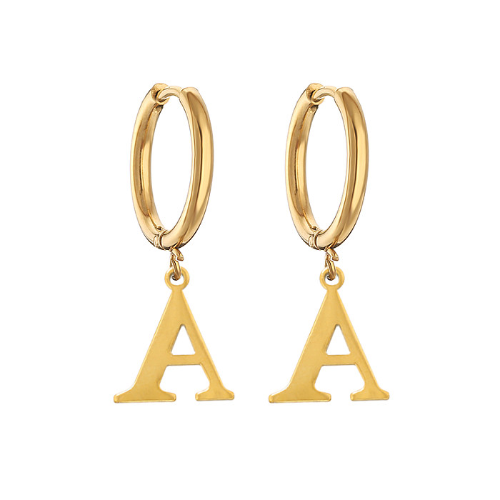 1 Pair Casual Simple Style Letter Plating Stainless Steel  18K Gold Plated Drop Earrings