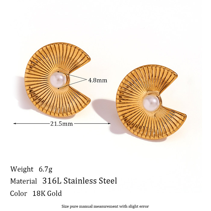1 par de pinos de orelha banhados a ouro 18K com revestimento de aço inoxidável do setor estilo francês