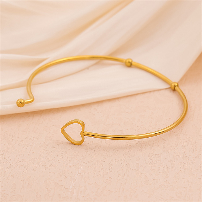 Bracelet plaqué or 18 carats en acier inoxydable avec nœud en forme de cœur de couleur unie fait à la main en vrac