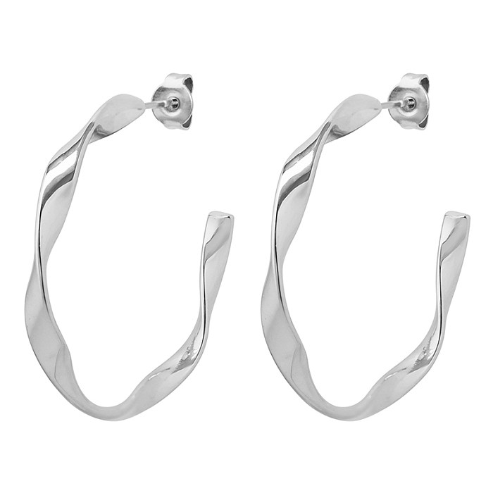 1 Pair Simple Style C Shape Stainless Steel Plating Hoop Earrings