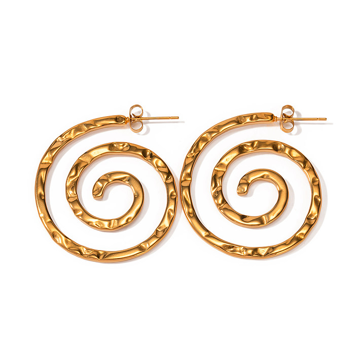 1 Pair IG Style Round Plating Stainless Steel  18K Gold Plated Drop Earrings