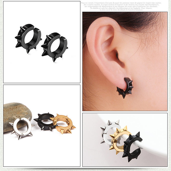 Simple Six-thorn Stainless Steel Ear Clips