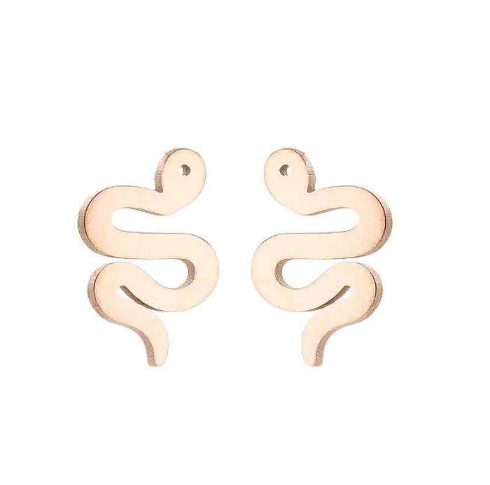 Women'S Simple Style Snake Stainless Steel  No Inlaid Ear Studs Plating Stainless Steel  Earrings