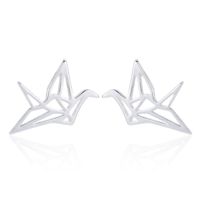 Women'S Simple Style Korean Style Paper Crane Stainless Steel  No Inlaid Earrings Ear Studs Stainless Steel  Earrings