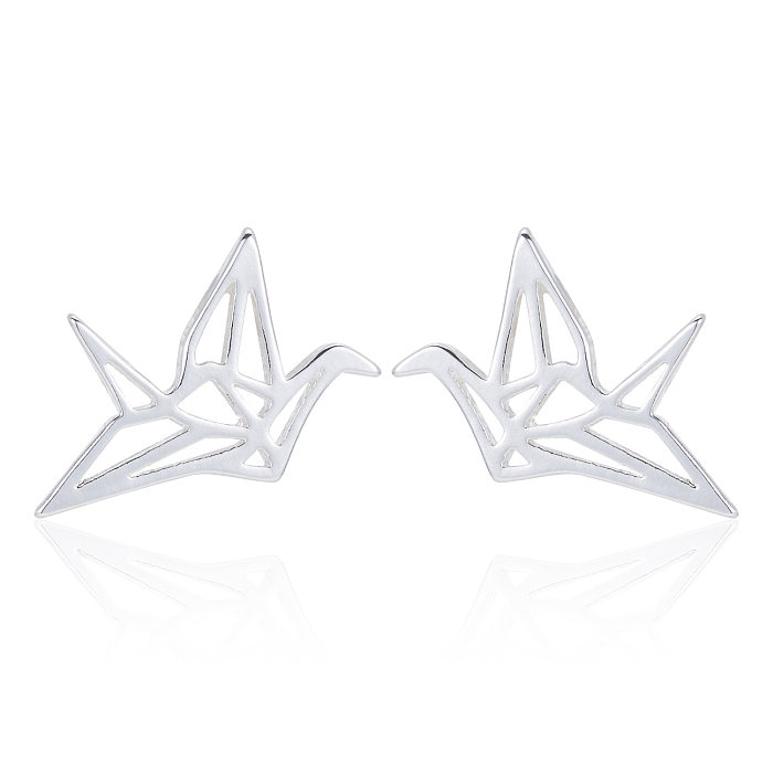 Pendientes de acero inoxidable con grulla de papel de estilo coreano para mujer, aretes sin incrustaciones, aretes de acero inoxidable