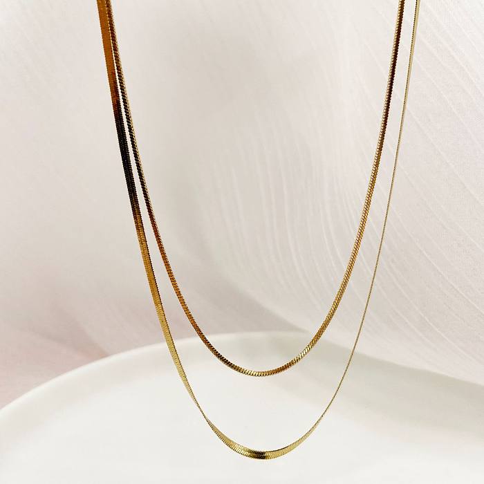 Modische, einfarbige Halskette aus Edelstahl mit Edelstahlbeschichtung, mehrlagige Halsketten, 1 Stück