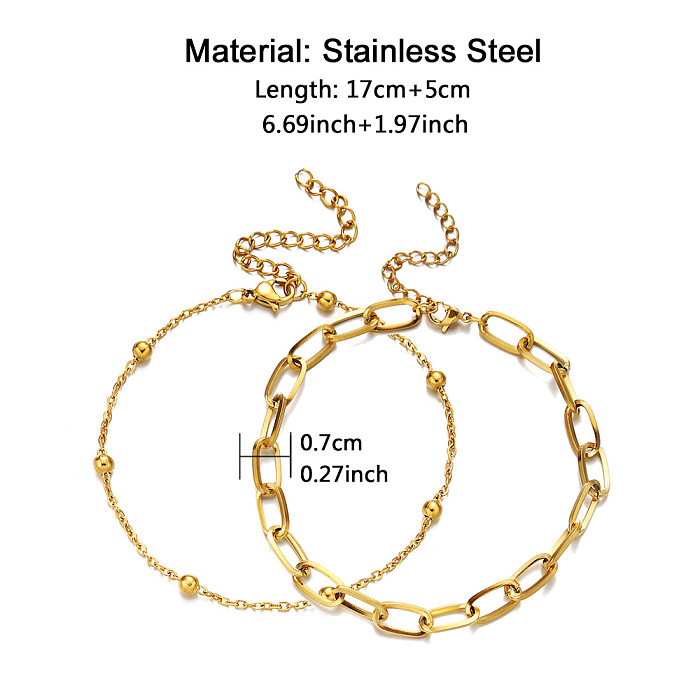 Simple Style Solid Color Stainless Steel Hollow Out Bracelets