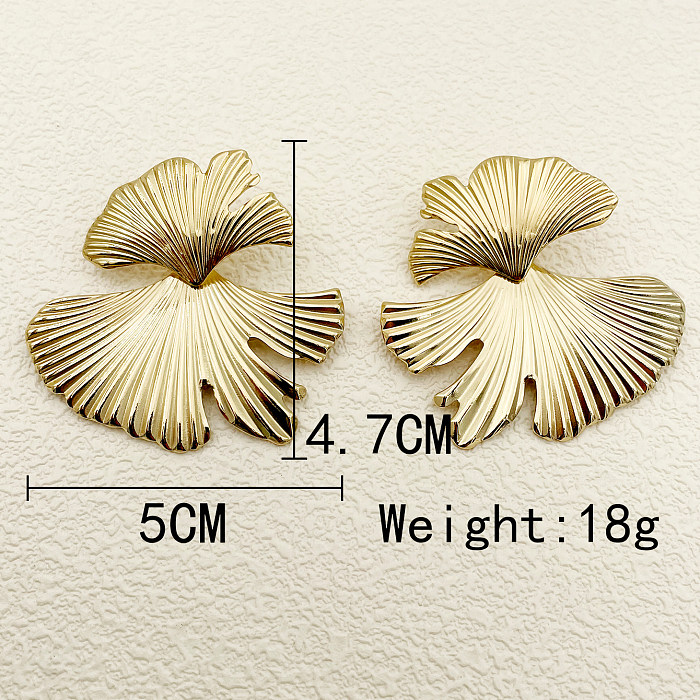1 Pair IG Style Elegant Ginkgo Leaf Polishing Plating Stainless Steel  Gold Plated Ear Studs