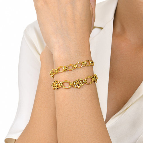 Bracelets plaqués or en acier inoxydable de couleur unie de style classique décontracté