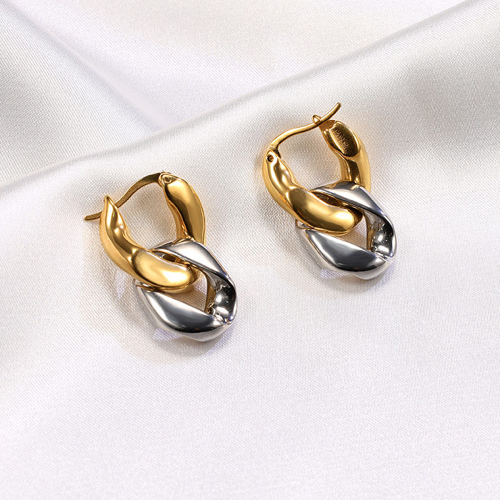 1 Pair Simple Style Color Block Plating Stainless Steel Gold Plated Drop Earrings
