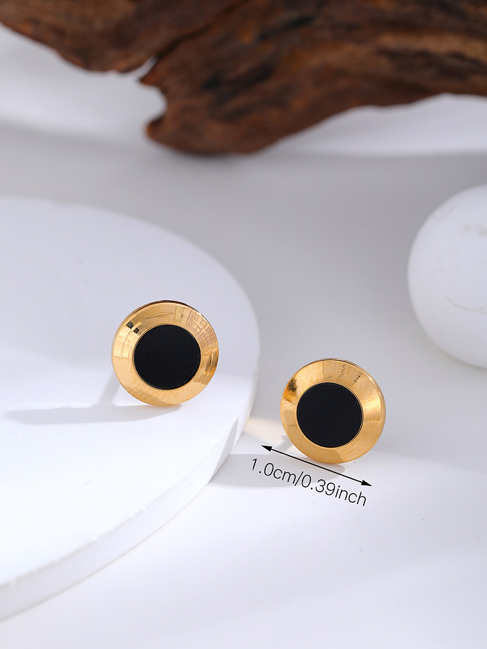 زوج واحد من أقراط الأذن الأساسية البسيطة ذات التصميم الهندسي المصنوعة من الفولاذ المقاوم للصدأ المطلية بالذهب عيار 1 قيراط