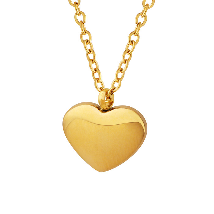 INS Style Simple Style Heart Shape Stainless Steel Plating 18K Gold Plated Pendant Necklace