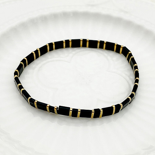 Bracelets plaqués or en acier inoxydable, style Simple et décontracté, carré, vente en gros