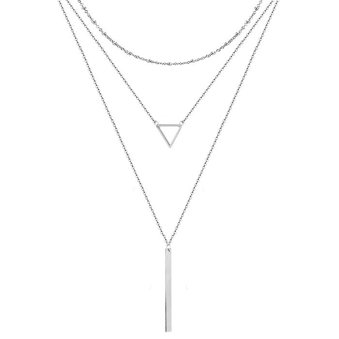 Streetwear Geometric Stainless Steel  Layered Necklaces