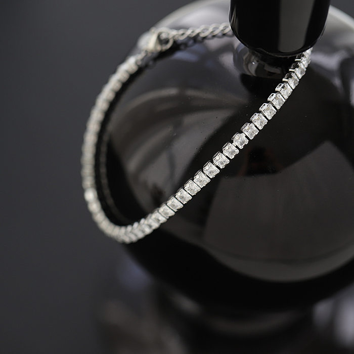 Elegant Solid Color Titanium Steel Inlay Zircon Bracelets