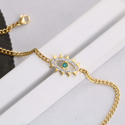 Casual Simple Style Devil'S Eye Titanium Steel Plating Hollow Out Inlay Zircon Bracelets