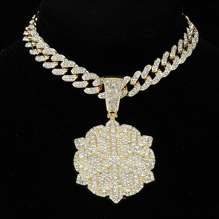 Halskette im klassischen Stil mit Blumen-Edelstahl-Legierung und künstlichen Edelsteinen