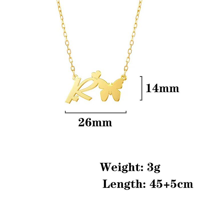 Simple Style Letter Stainless Steel  Stainless Steel Plating Gold Plated Pendant Necklace