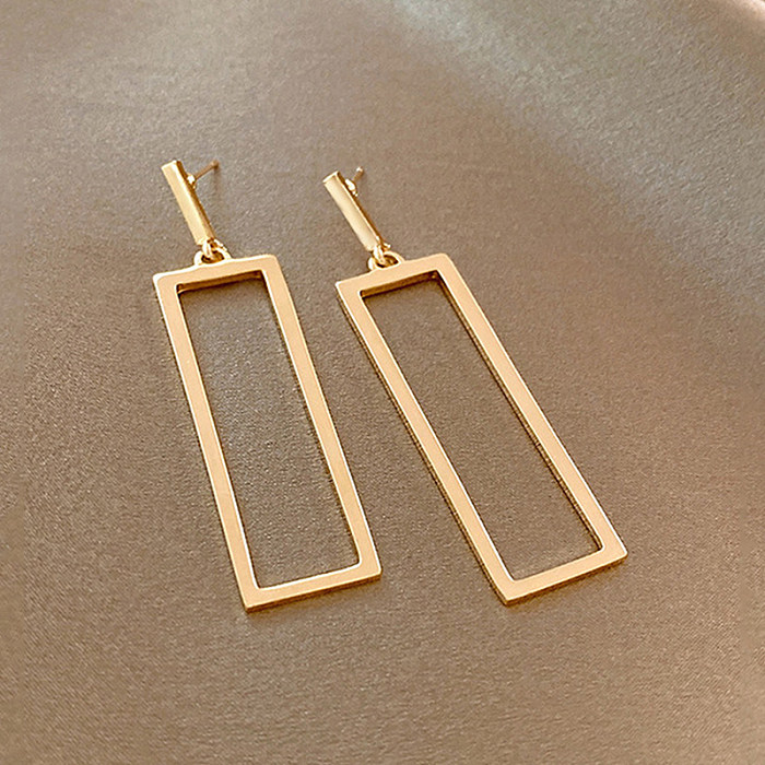1 Pair Simple Style Commute Rectangle Stainless Steel  Drop Earrings