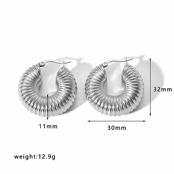 1 paire de clous d'oreilles plaqués or 18 carats, Style Simple et décontracté, en forme de C, en acier inoxydable