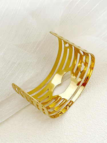 Exaggerated Lips Stainless Steel Plating Hollow Out Gold Plated Cuff Bracelets