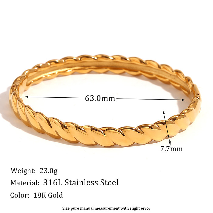 Simple Style Classic Style Solid Color Stainless Steel Plating 18K Gold Plated Bangle