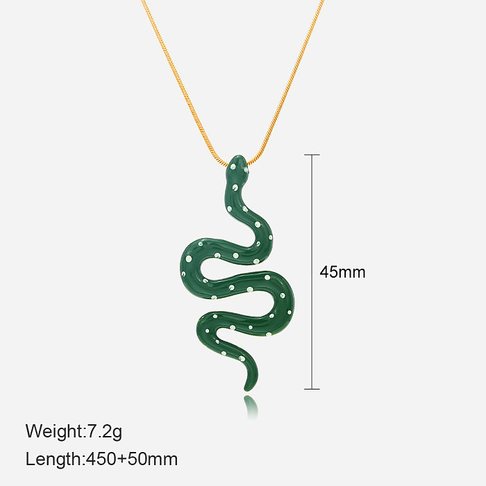 Collier pendentif en acrylique plaqué acier inoxydable serpent à la mode