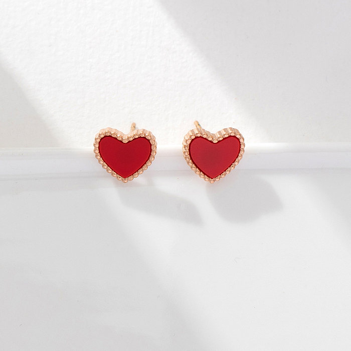 1 Pair Cute Sweet Heart Shape Stainless Steel Ear Studs