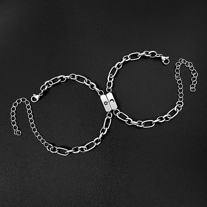Stainless Steel Sun Moon Letter Simple Couple Bracelet A Pair Jewelry Wholesale jewelry