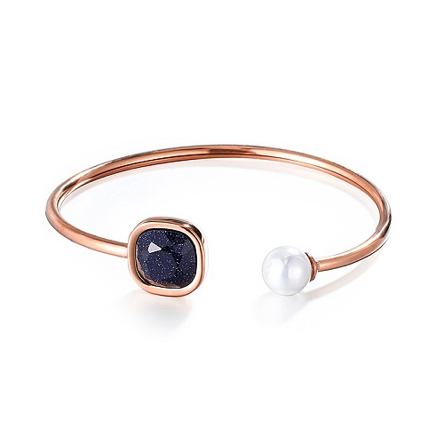 Simple Pearl Starry Sky Blue Stone Opening Bracelet Wholesale jewelry