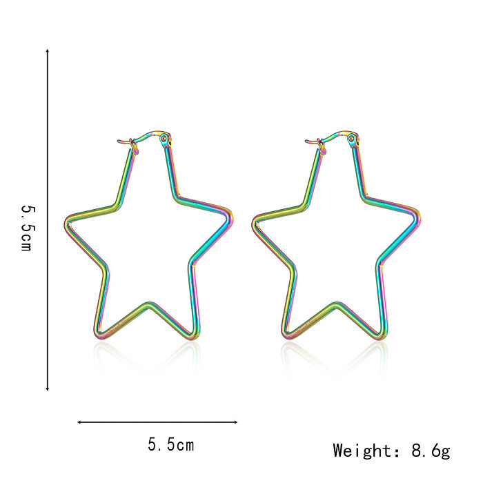 1 paire de boucles d'oreilles en acier inoxydable plaqué étoile exagérée