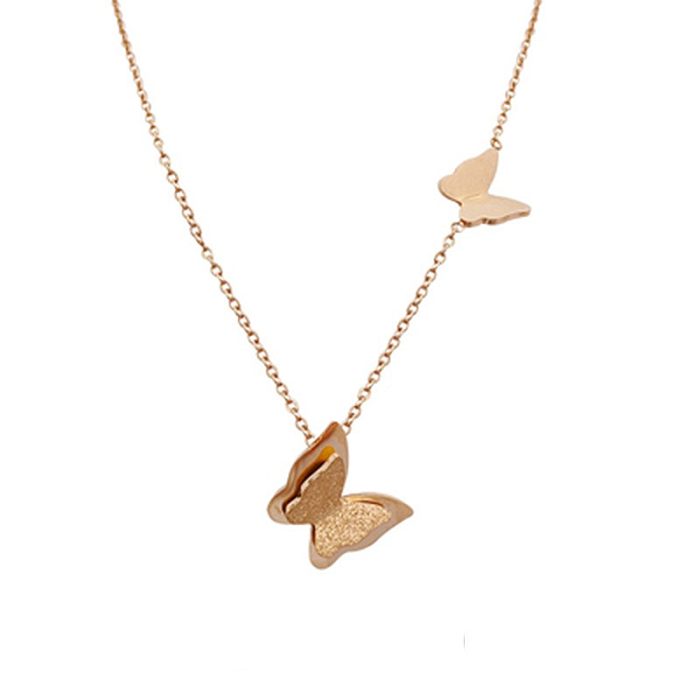 Modische, schlichte Schmetterlings-Halskette mit Edelstahlbeschichtung