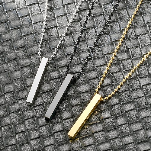 Retro Square Solid Color Stainless Steel Polishing Pendant Necklace 1 Piece