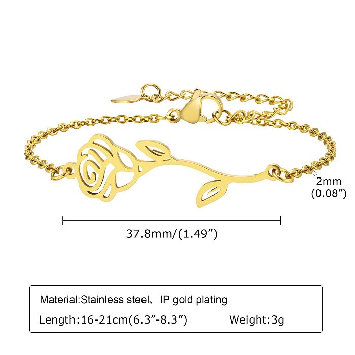 Elegante estilo moderno estilo simples flor pulseiras banhadas a ouro de aço inoxidável a granel
