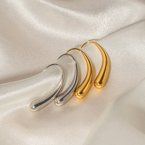 1 paire de boucles d'oreilles pendantes plaquées en acier inoxydable, Style INS Simple, gouttelettes d'eau