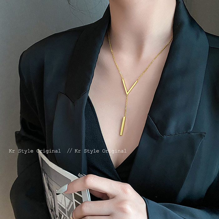 Simple Style Commute Letter Stainless Steel Plating 18K Gold Plated Necklace